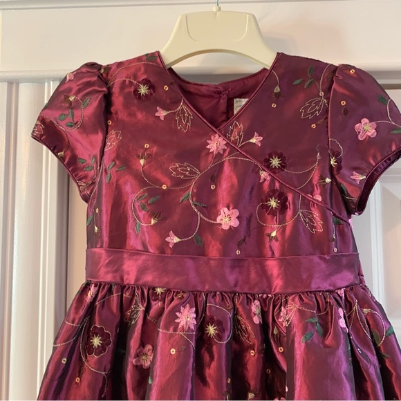 Marmellata Taffeta Embroidered Dress Girls Sz 10 Purple Flowers Layered  *read - Picture 2 of 10